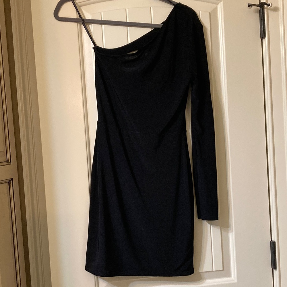 Missguided Black One-Shoulder Dress